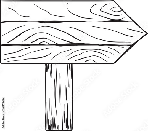 Wooden Sign Plaque Graphic Black and White Illustration for Print and Web Design of Physical Products and Projects