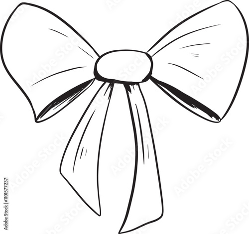 Fabric Bow Simple Graphic Black and White Illustration for Print and Web Design of Physical Products and Projects