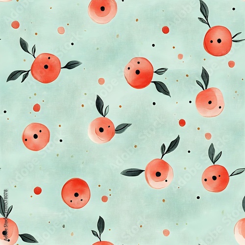 Seamless beautiful aquamarine red watercolor pattern