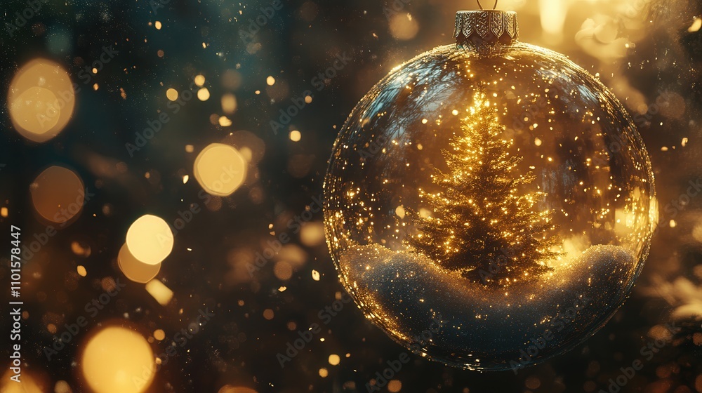 A 4K image of a sparkling glass bauble containing a Christmas pine tree, surrounded by a flurry of snowflakes and illuminated by soft, golden lights, A 4K image of a sparkling glass bauble containing a Christmas pine tree, surrounded by a flurry of snowflakes and illuminated by soft, golden lights,
