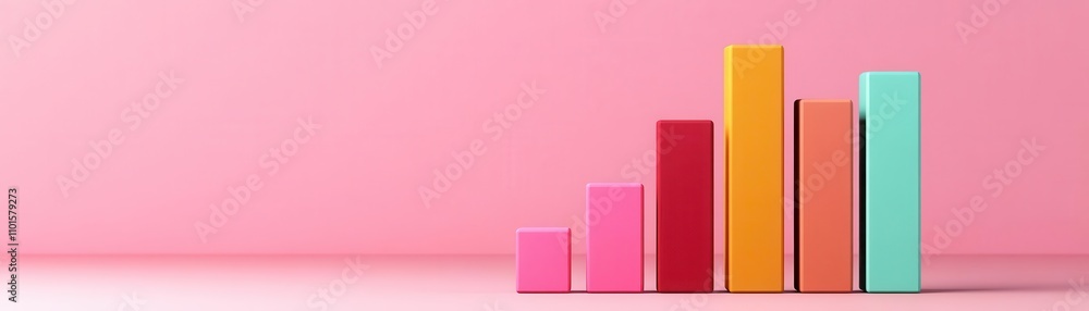 A colorful graph of ascending blocks on a pink background, symbolizing growth and progress in a visually appealing way. A colorful graph of ascending blocks on a pink background, symbolizing growth and progress in a visually appealing way.