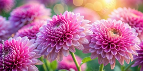 Beautiful Macro Photography of Pink Chrysanthemum Flowers with a Soft Bokeh Background, Capturing the Delicate Petals and Vibrant Colors in Nature's Splendor