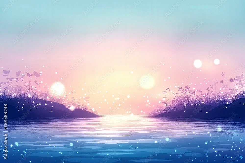 Tranquil Spring Meadow with Soft Pastel Colors Tranquil Spring Meadow with Soft Pastel Colors
