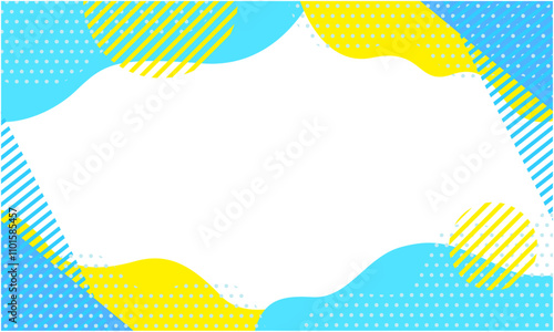 ポップな幾何学模様の背景素材 13 水色 青 黄色