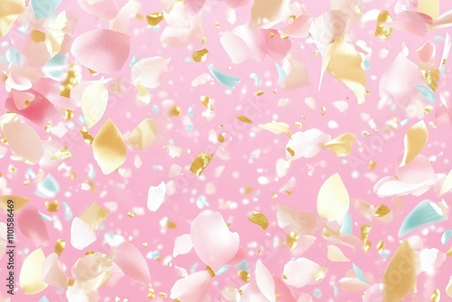 Vibrant Watercolor Confetti Splashes on Pink Background