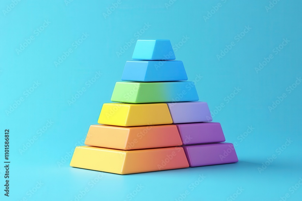 A colorful pyramid of blocks arranged in a gradient, set against a bright blue background, showcasing a playful and modern design. A colorful pyramid of blocks arranged in a gradient, set against a bright blue background, showcasing a playful and modern design.