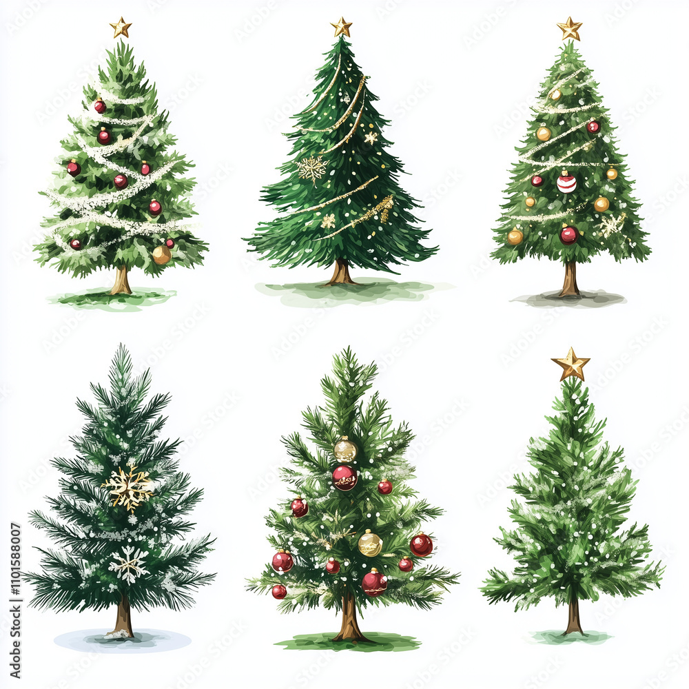 Fototapeta premium Christmas tree on a white background