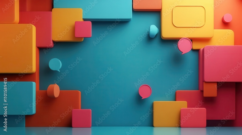 Communication clarity panel flat design side view feedback culture theme 3D render complementary color scheme