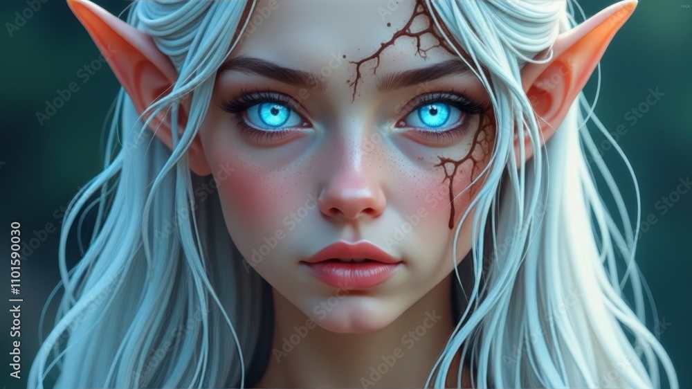 © taezhniya31 - blue eyed elf face close up © taezhniya31 - blue eyed elf face close up