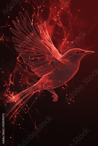 Obraz na płótnie abstract bird with lines in bordeaux red color w salonie