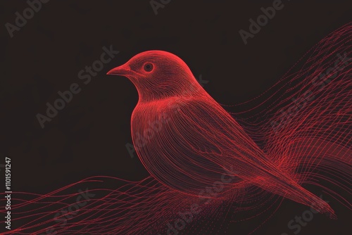 Obraz na płótnie abstract bird with lines in bordeaux red color w salonie