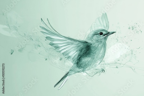 Obraz na płótnie abstract bird with lines in mint green color w salonie