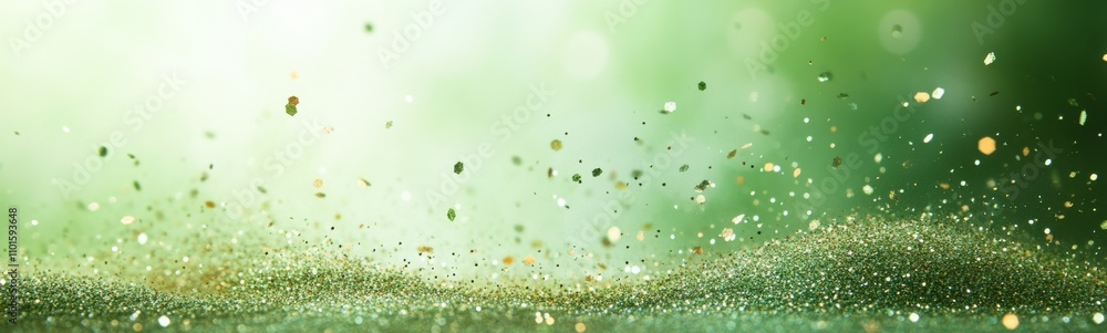 Blurry image of a green background with gold dots, green background Blurry image of a green background with gold dots, green background