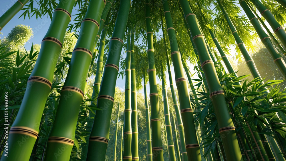 Lush Green Bamboo Grove Surrounded by Wide Open Sky Wallpaper Lush Green Bamboo Grove Surrounded by Wide Open Sky Wallpaper