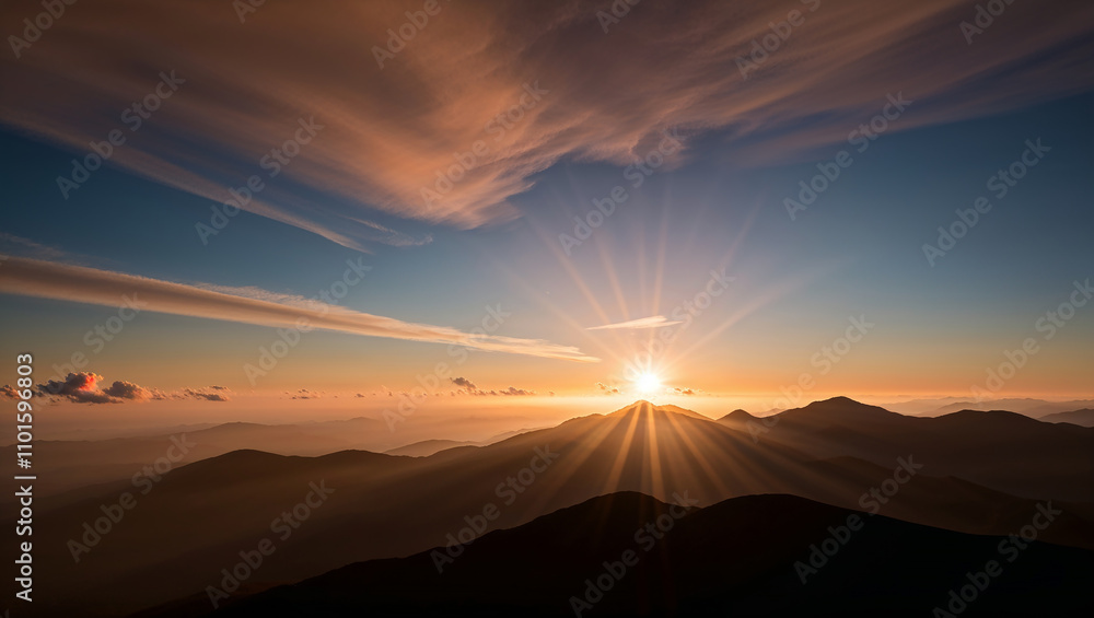 Dramatic sunset over mountain range with stunning golden hues Dramatic sunset over mountain range with stunning golden hues