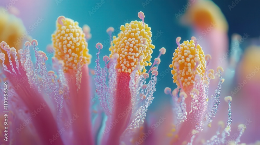 macro photo highlighting the flower stamens in all their delicate detail, with soft natural lighting macro photo highlighting the flower stamens in all their delicate detail, with soft natural lighting
