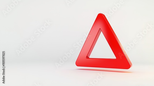 Free Download A bright red triangular warning sign set against a minimalistic white background, symbolizing caution and alertness. - GFXLoad