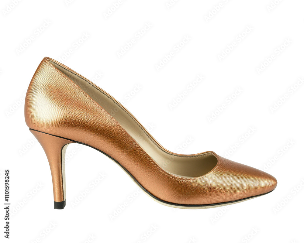 Elegant bronze high heel shoe with sleek design and pointed toe. Perfect for formal occasions and stylish outfits Elegant bronze high heel shoe with sleek design and pointed toe. Perfect for formal occasions and stylish outfits