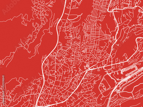 Christmas Map of Delegacion Cuajimalpa de Morelos, Mexico in Snowy White on Festive Red Background. photo