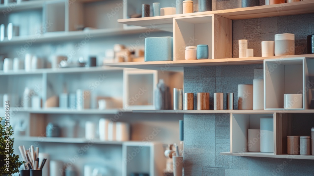 Minimalist shelves with modern decor items Minimalist shelves with modern decor items