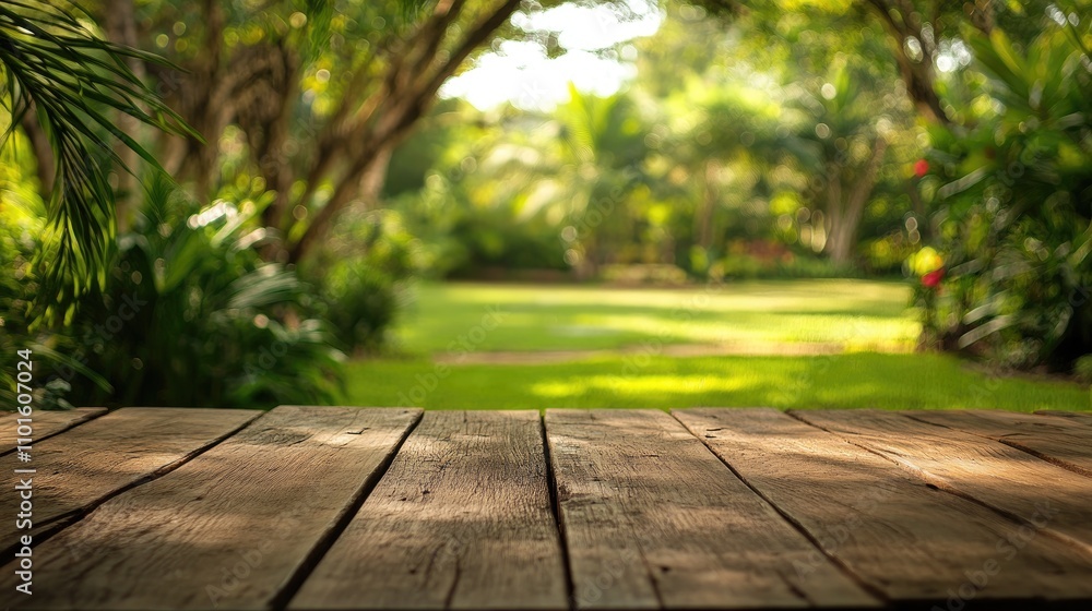 Wooden tabletop in the forefront framed by a gently blurred lush green garden, showcasing vibrant foliage and serene natural light. Wooden tabletop in the forefront framed by a gently blurred lush green garden, showcasing vibrant foliage and serene natural light.