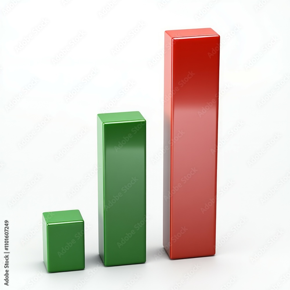 Bar graph showing gereen and red Bar graph showing gereen and red