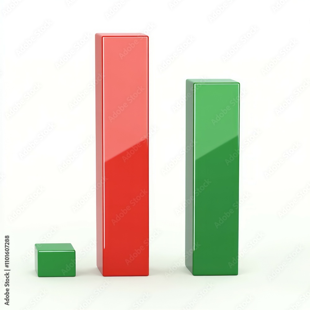 Bar graph showing gereen and red Bar graph showing gereen and red