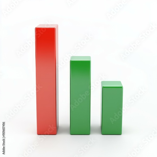 Bar graph showing gereen and red photo