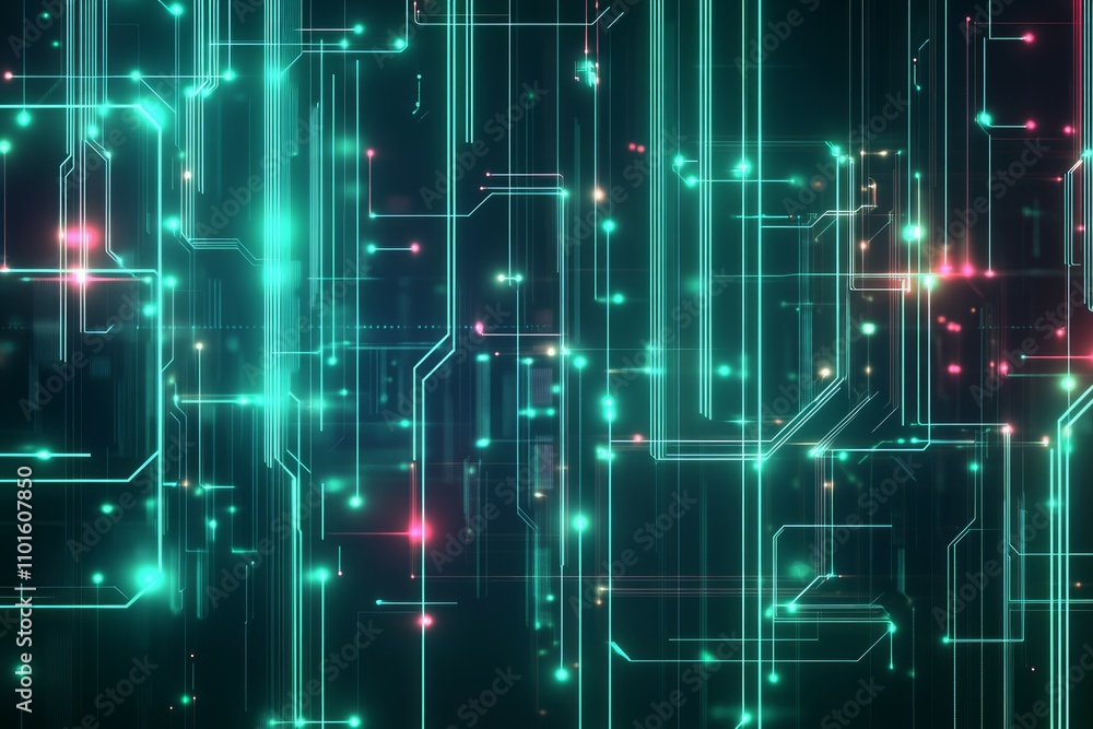 Obraz premium A futuristic AI-themed background featuring glowing circuits
