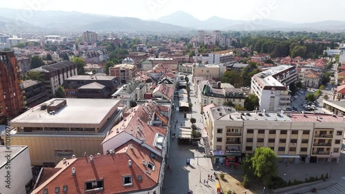 Concept of travel to Europe. An aerial shot of the city of The city of Cacak, Serbia