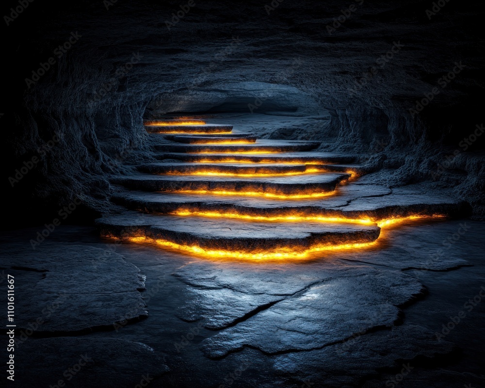 A radiant cavern with glowing pathways leading to unknown depths, symbolizing crossings and transitions Explore this mystical, subterranean realm of light and shadow, where illuminated steps beckon A radiant cavern with glowing pathways leading to unknown depths, symbolizing crossings and transitions Explore this mystical, subterranean realm of light and shadow, where illuminated steps beckon
