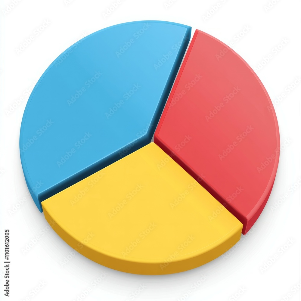 Obraz premium 3d pie chart yellow, blue and red.