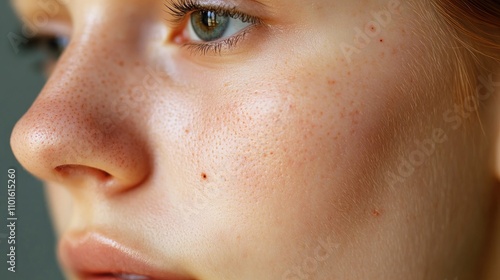 Wallpaper Mural Close-up of a woman's cheek showcasing a self-care facial treatment device designed for extracting blackheads and blemishes from skin. Torontodigital.ca