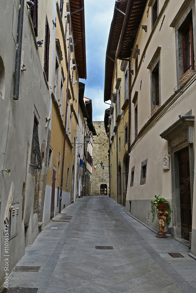 Obraz premium Sansepolcro, case, strade, vicoli, palazzi e torri del centro antico - Arezzo