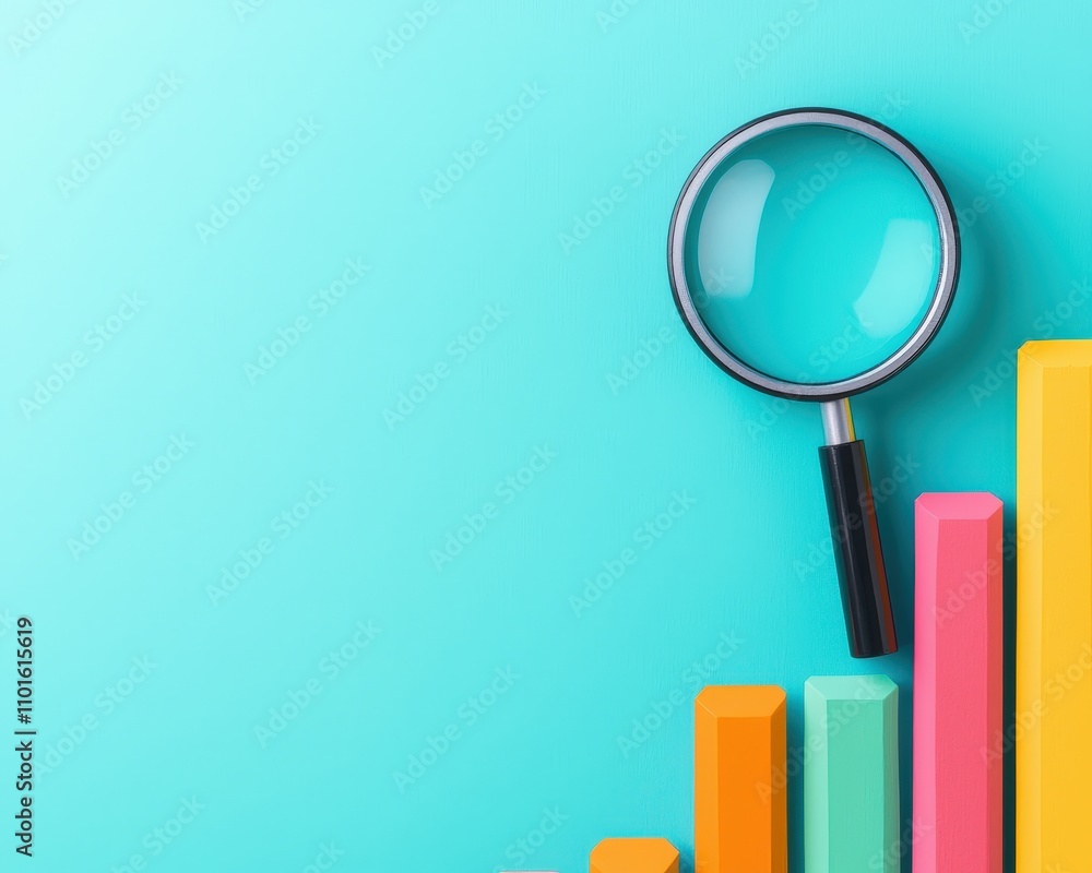 Illustrated magnifying glass over cost graph Illustrated magnifying glass over cost graph