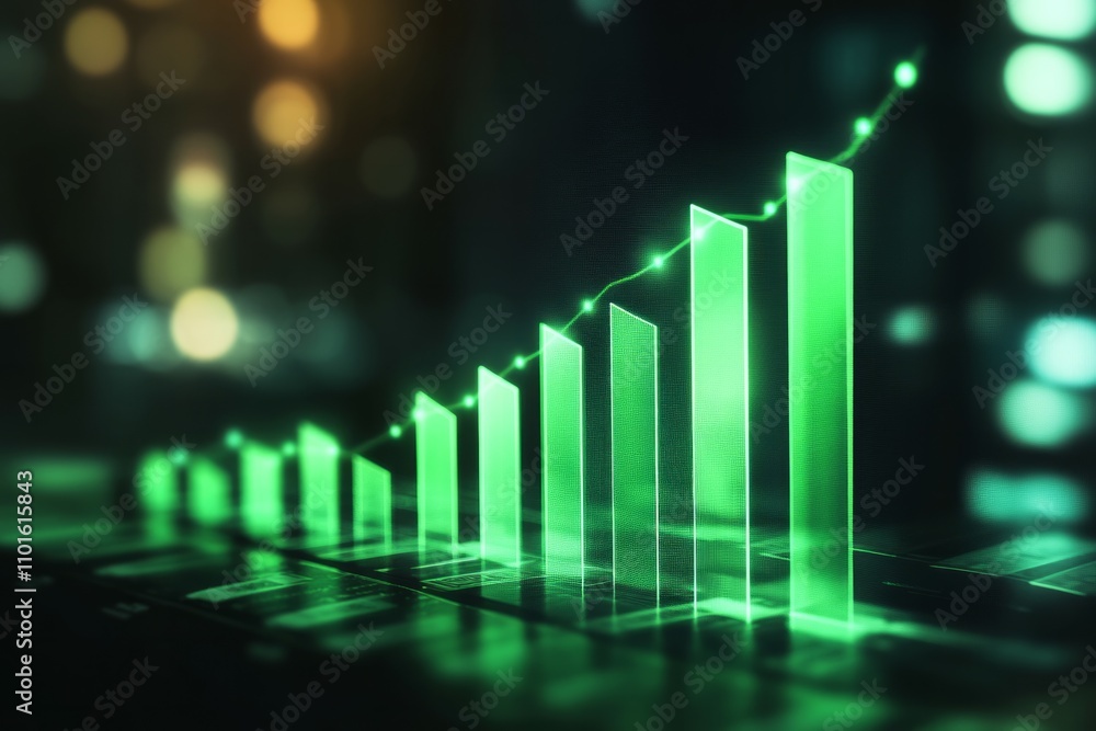 Green bar graph, with a gradual increase from left to right Green bar graph, with a gradual increase from left to right