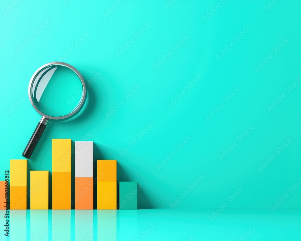 Illustrated magnifying glass over cost graph Illustrated magnifying glass over cost graph