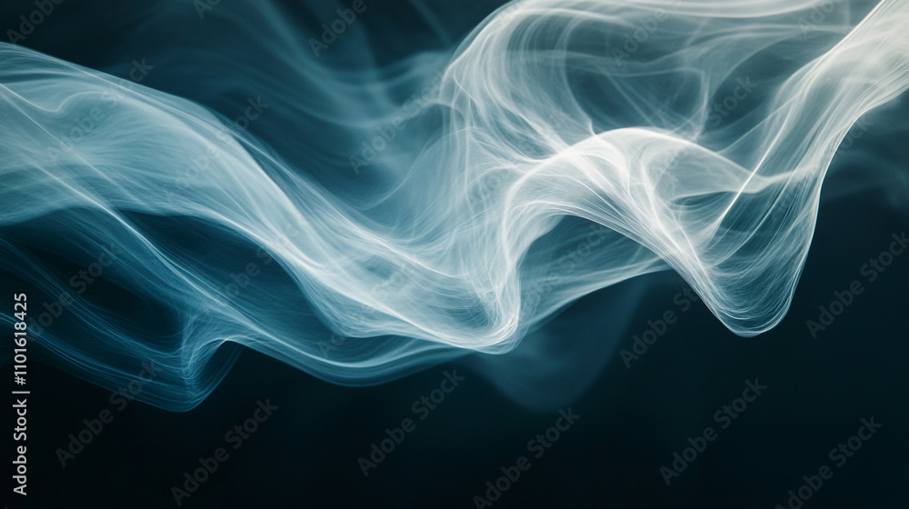 Fototapeta premium Delicate wisps of smoke swirling gracefully in dark background