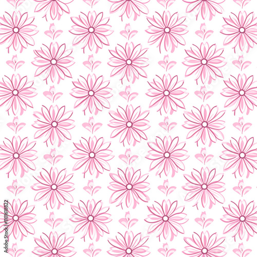 seamless pattern with pink flowers