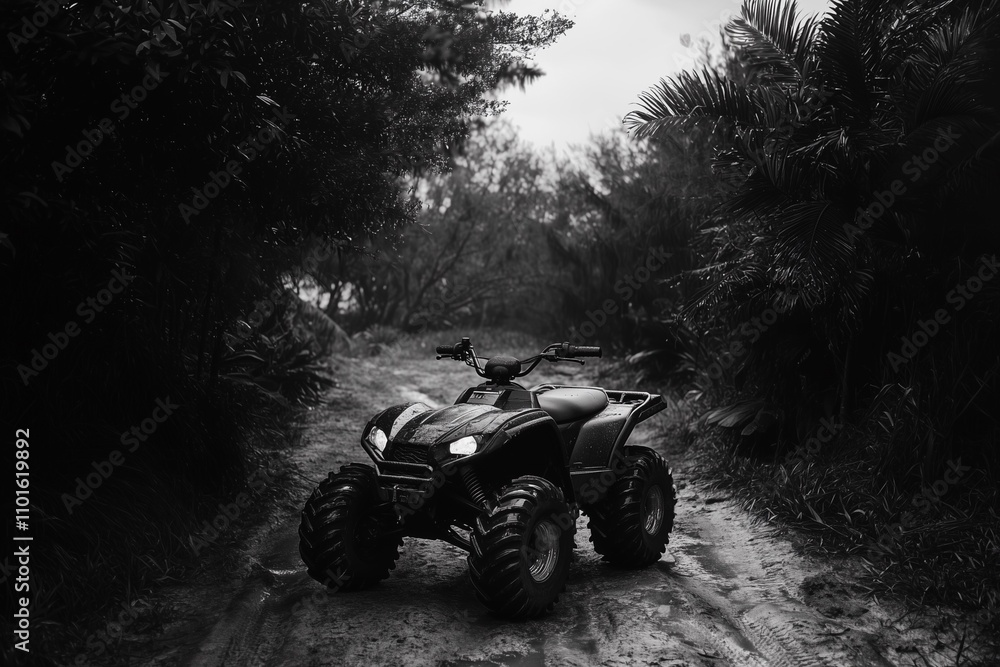 Black and White Photo of an ATV Black and White Photo of an ATV
