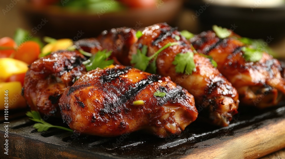 Grilled Chicken Wings With Cilantro Garnish Grilled Chicken Wings With Cilantro Garnish
