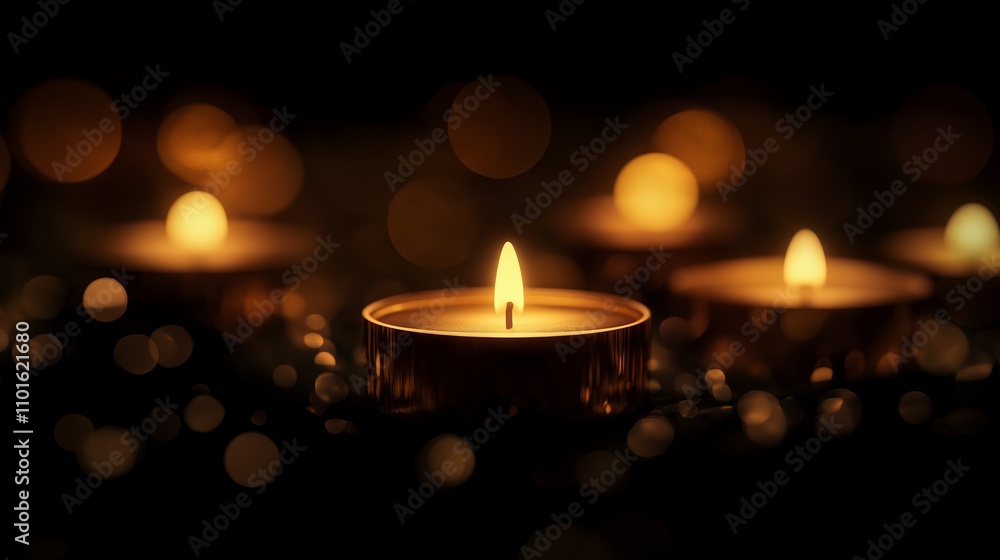 Soft candlelight flickering in a serene setting during nighttime ambiance Soft candlelight flickering in a serene setting during nighttime ambiance