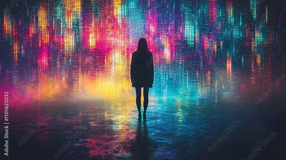 Immersive Holographic Dreamscape with Vibrant Neon Grids and Futuristic Visuals Immersive Holographic Dreamscape with Vibrant Neon Grids and Futuristic Visuals