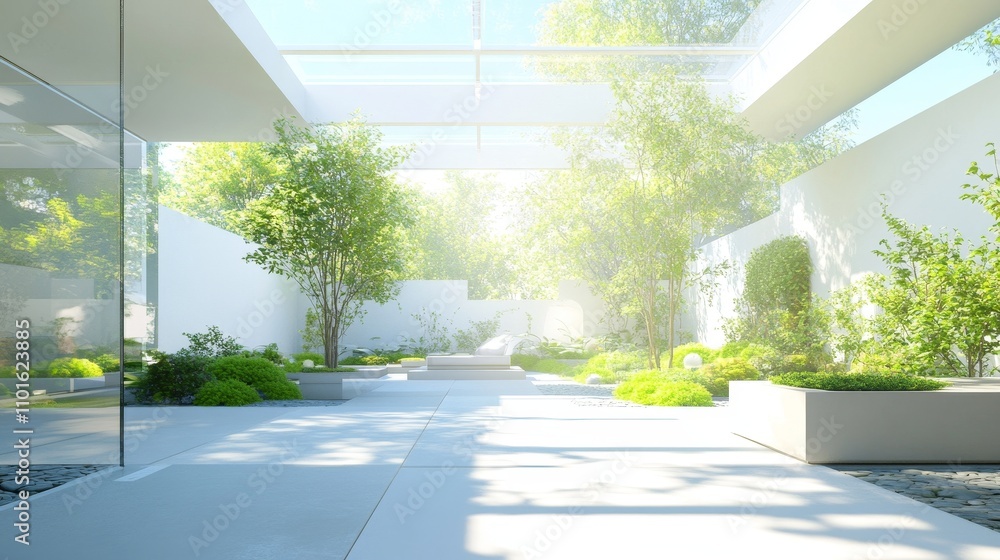 A serene indoor garden with lush greenery and natural light, promoting tranquility and relaxation. A serene indoor garden with lush greenery and natural light, promoting tranquility and relaxation.