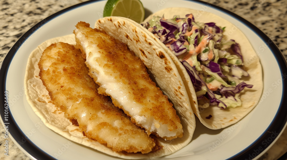 Crispy Fish Tacos with Fresh Cilantro Lime Slaw