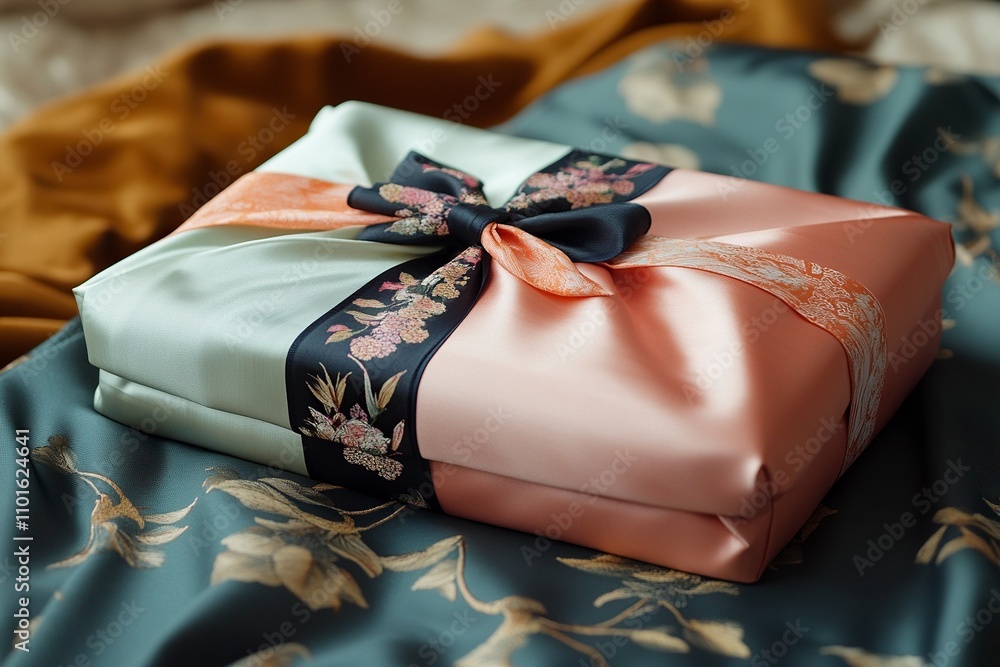 Naklejka premium South Korean traditional silk has no pattern and it's a gift wrapped beautifully.