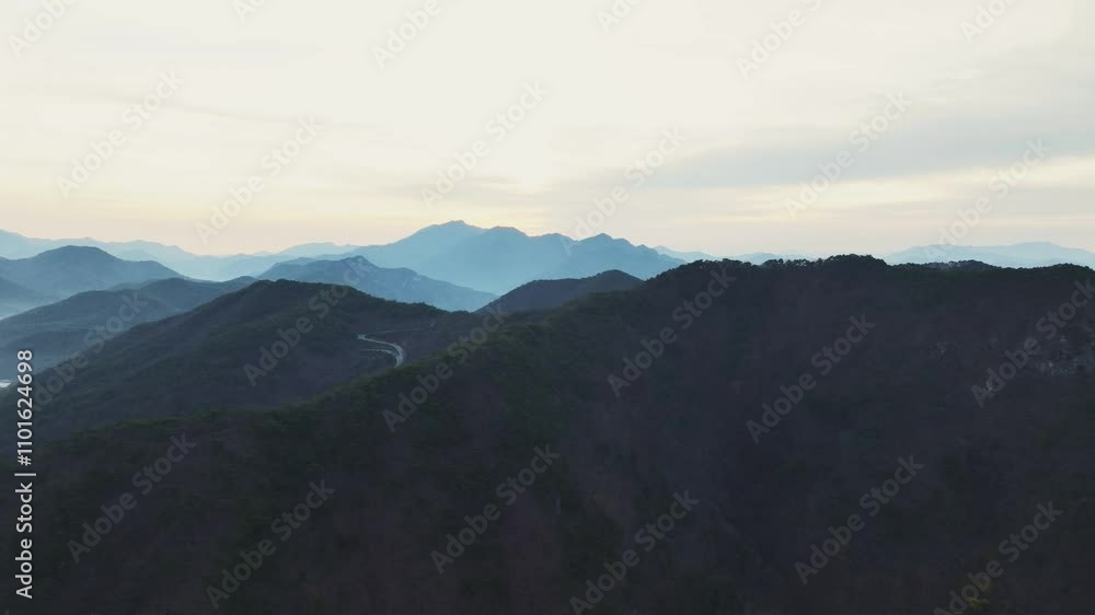 Aerial View of Mt. Sokri in South Korea, Maltijae road, Autumn Aerial View of Mt. Sokri in South Korea, Maltijae road, Autumn