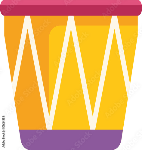 Yellow drum with a geometric pattern, creating a vibrant and energetic feel, perfect for music related projects