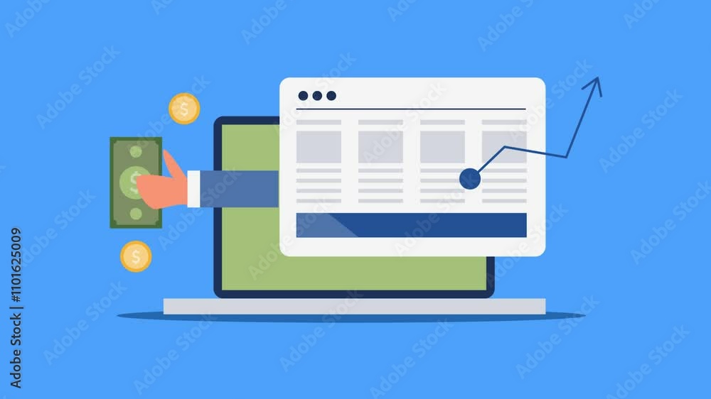 Earning from blog and website advertising, income from affiliate marketing program, internet business growth revenue concept. Earning from blog and website advertising, income from affiliate marketing program, internet business growth revenue concept.
