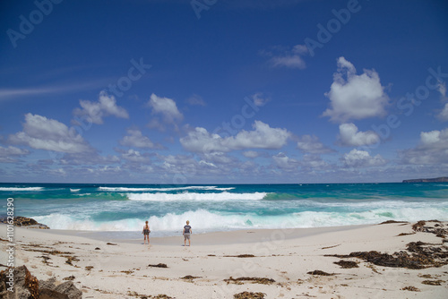 Kids on a beach adventure at Murrel's Beach near Portland in Victoria, Australia photo